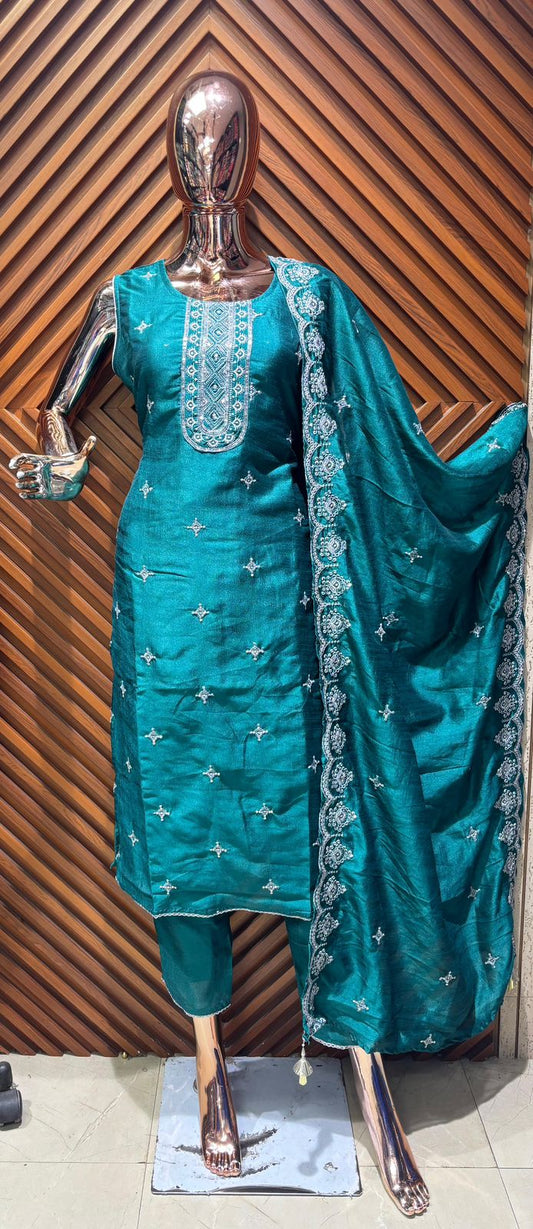 Embroidered Kurti Set with Dupatta
