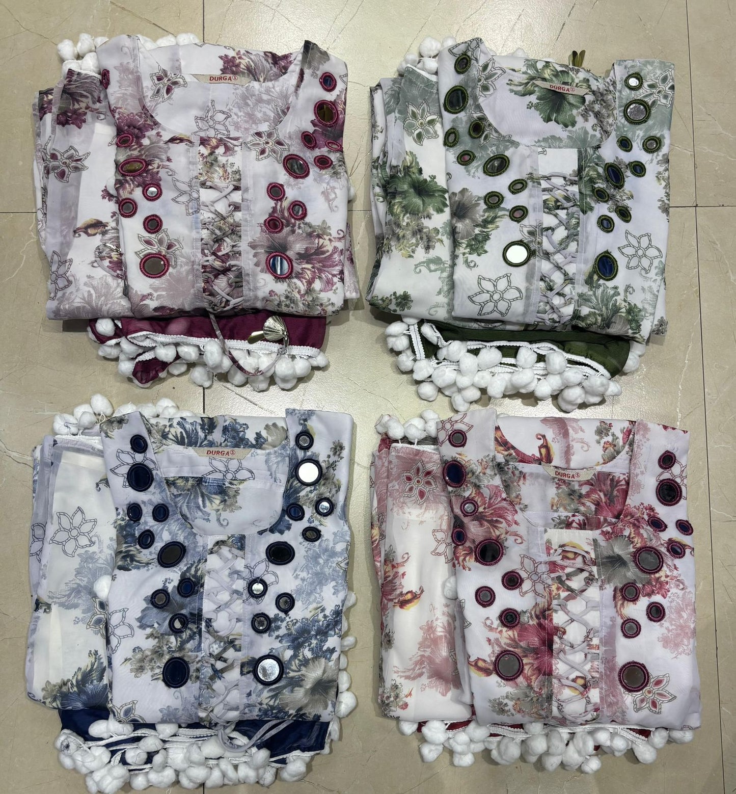 "Trendy Lace-Up Neck Printed Suit Set with Dupatta"